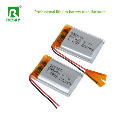 Compact 3,7v 400mAh rechargeable batterie au lithium polymère puissance cellule lithium ion 802030 avec connecteur Jst