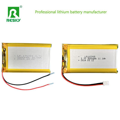 Cellule solaire de batterie au lithium polymère 103765 3.7V 7.4V 3000mAh 11.1wh avec connecteur Jst