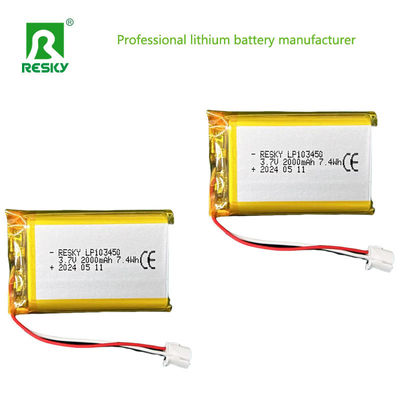 Piles de lithium polymère plates 523450 603450 803450 103450 3,7v 2000mAh Piles Lipo