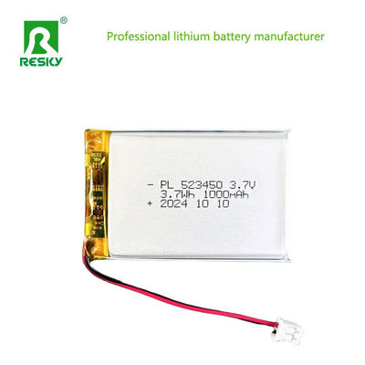 Cellules de batterie Lipo cylindriques 523450 603450 3,7 V 7,4 V 1000 mAh