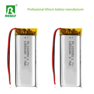 Celle à batterie au lithium 102050 3,7v 1000mAh Celle à batterie au lithium polymère rechargeable