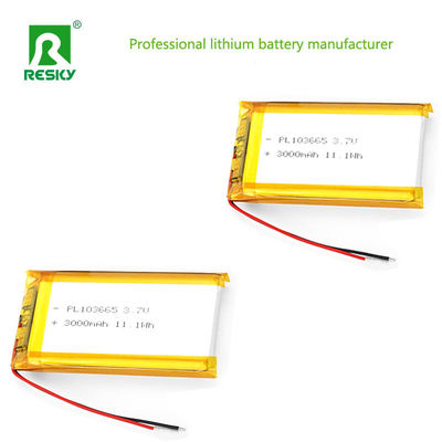 Celle à batterie Lipo 103665 3,7v 4,2v 3000mAh 11,1wh Celle à batterie à ions de lithium rechargeable