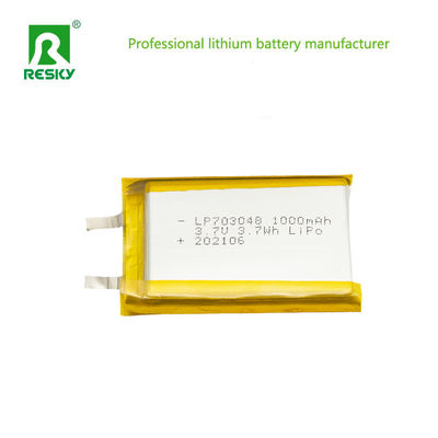 Puissance Cellule lithium-ion 703048 3.7v 1000mAh 3.7wh Batterie polymère rechargeable au lithium-ion