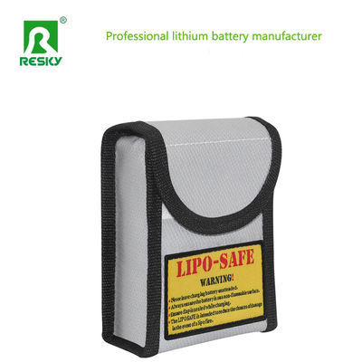 Sac de rangement sûr pour batterie au lithium RC ignifuge rouge noir argent 46x95x115mm