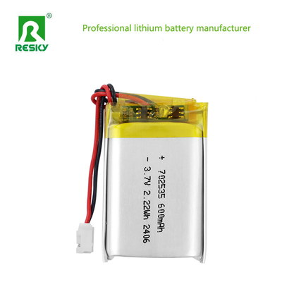 Cellule de batterie solaire Lipo LP702535 3,7 V 600 mAh 2,22 Wh batteries au lithium rechargeables pour haut-parleur