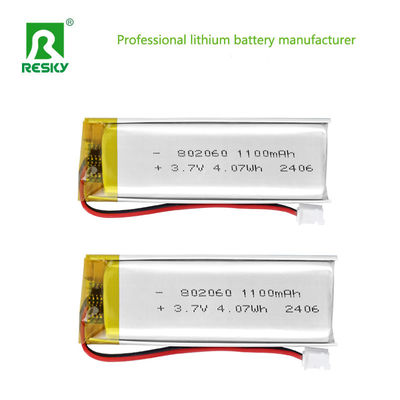 Cellule de batterie lithium polymère 802060 3,7 V 1100 mAh 4,07 Wh Batteries Lipo solaires pour compteur électrique